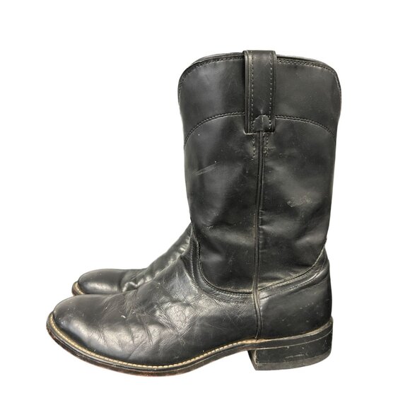 Laredo 7902 Saddle Roper Black Cowhide Leather Boots USA Made Size 8 EE Wide - Picture 1 of 10